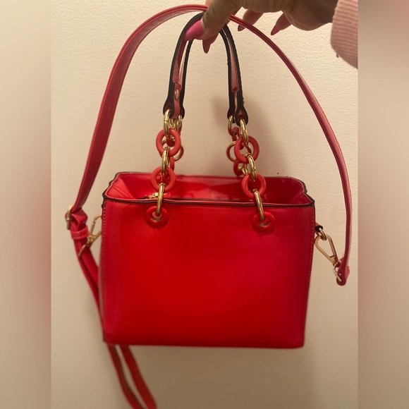 “Please Me” Hot Pink Vinyl Handbag/Crossbody, EUC - Picture 1 of 17